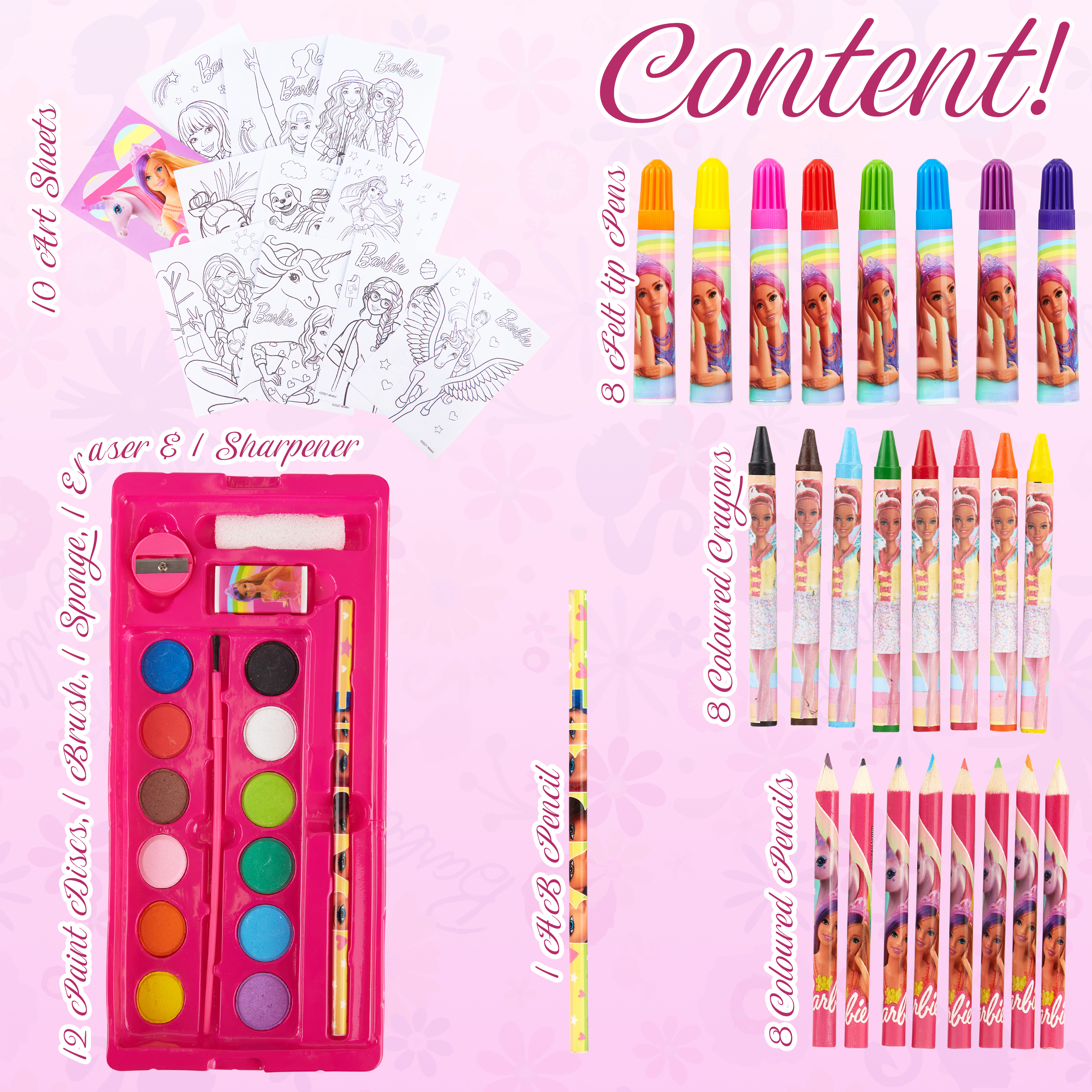 Barbie Art Set, Arts and Crafts for Kids, Colouring Sets for